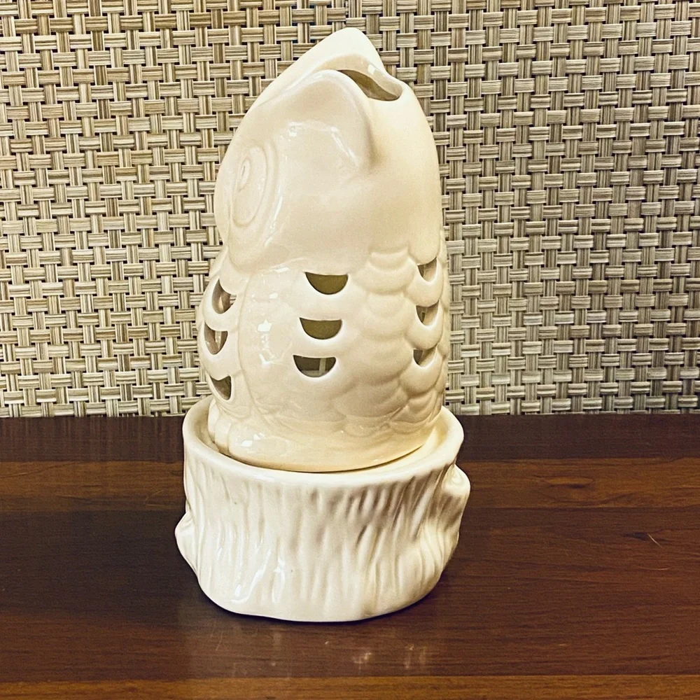 NWOT Cream Glazed Ceramic Owl Tea Light